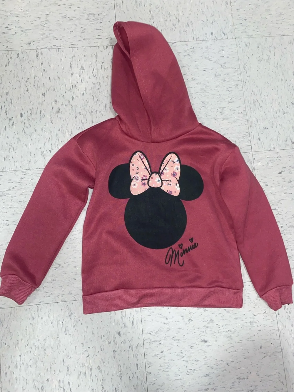 Disney Rose Pink Girls' Minnie Hooded Sweatshirt size 6y 6t girl